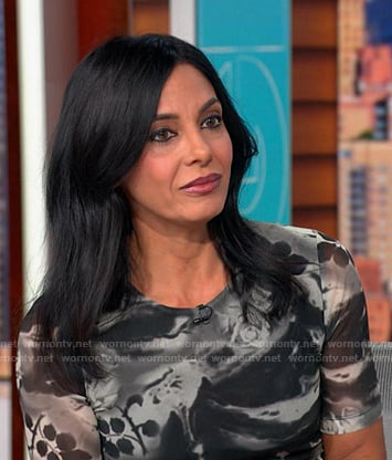Dr. Tara Narula’s black print mesh dress on Good Morning America