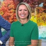 Dylan’s green boucle knit sweater on Today