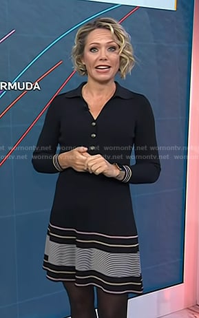 Dylan’s black striped hem polo dress on Today