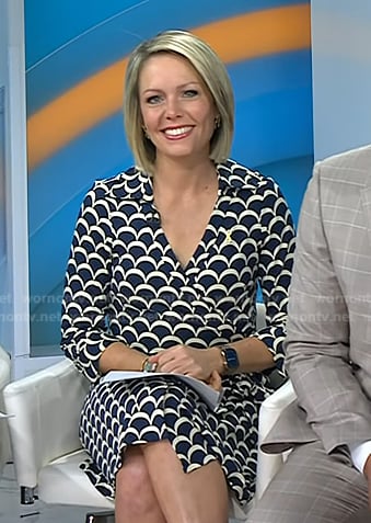 Dylan's blue scalloped print wrap dress on Today