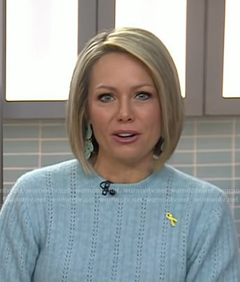 Dylan's blue straw statement earrings on Today