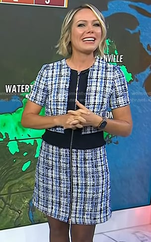 Dylan's blue tweed zip dress on Today
