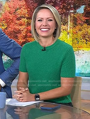 Dylan’s green boucle knit sweater on Today