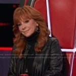 Reba’s black studded fringed leather jacket on The Voice