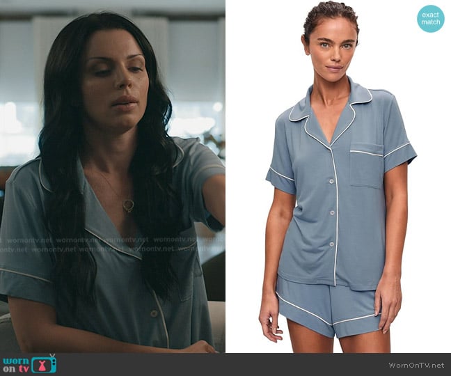 Raquel’s blue short sleeve pajamas on Elsbeth Raquel’s blue short sleeve pajamas on Elsbeth