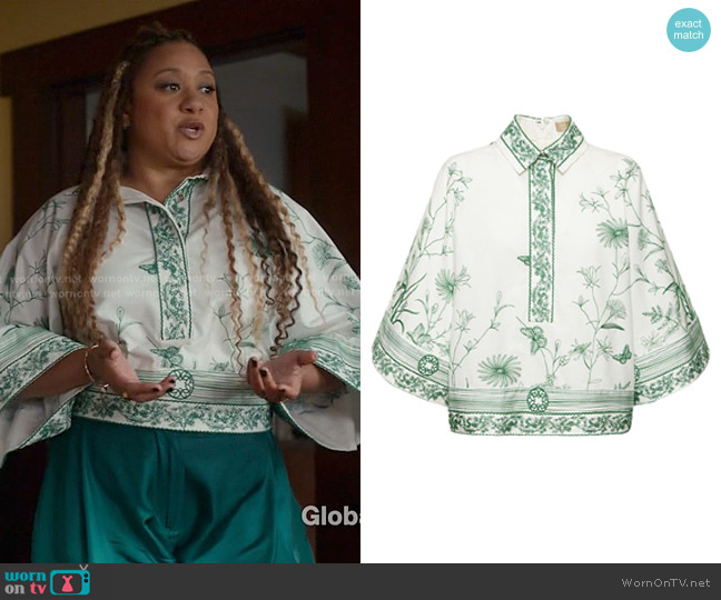 Elie Saab Embroidered Wide Poplin Shirt worn by Karen Wilson (Tracie Thoms) on 9-1-1