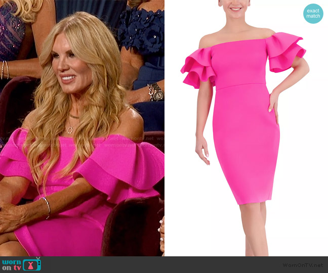 Eliza J Ruffle-sleeve Sheath Knee Length Dress worn by Carol Freeman on The Golden Bachelor