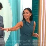 Elizabeth Werner’s teal green cross front dress on CBS Mornings
