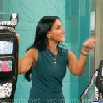 Elizabeth Werner’s teal green cross front dress on CBS Mornings