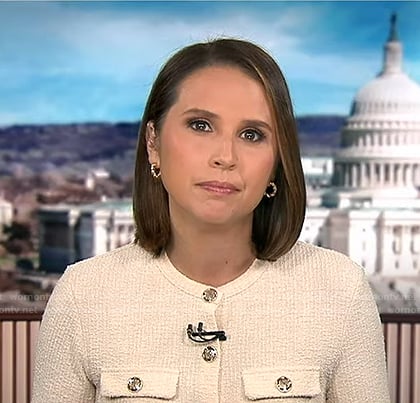 Elizabeth’s ivory textured cardigan on Good Morning America
