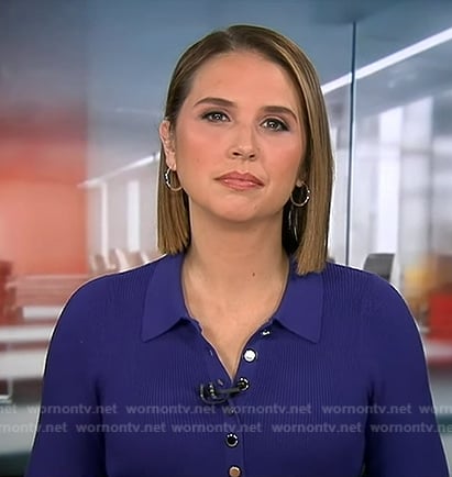 Elizabeth's purple ribbed polo top on Good Morning America