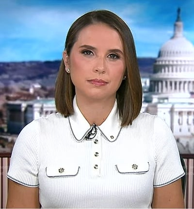 Elizabeth's white ribbed polo on Good Morning America