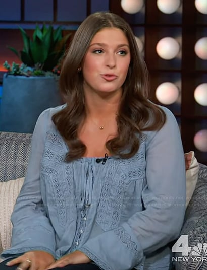 Ella’s blue lace-inset top on The Kelly Clarkson Show