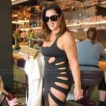 Emily's black cutouts dress on The Real Housewives of Orange County