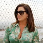 Emily’s green floral print top on The Real Housewives of Orange County