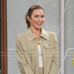 Emily Blunt’s beige jacket and bermuda shorts on Good Morning America