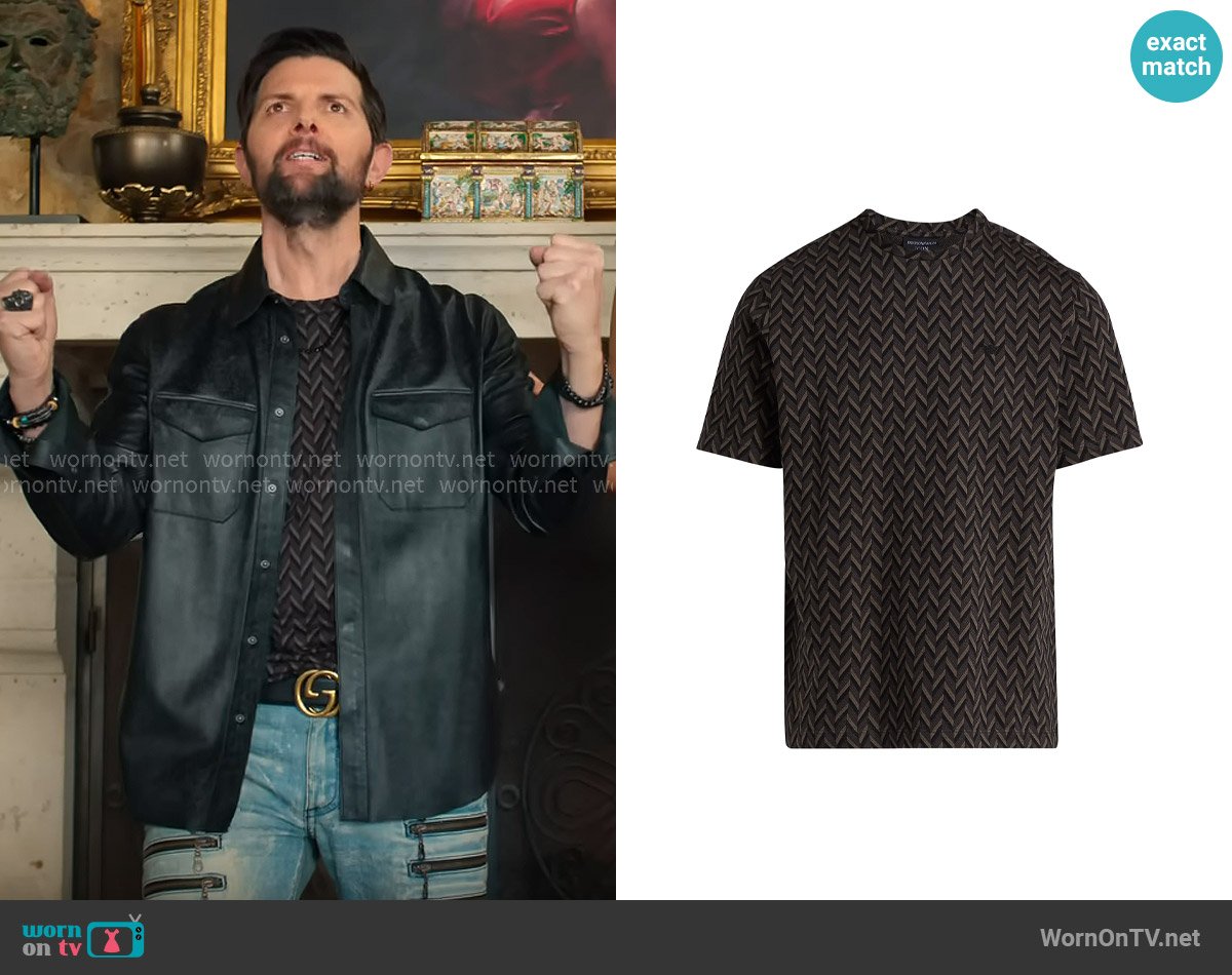 Emporio Armani Chevron Cotton T-Shirt worn by John Novak (Adam Scott) on Loot