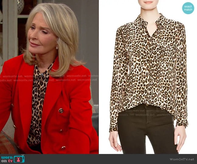 Equipment Slim Signature Leopard-Printed Silk Shirt worn by Melanie Jonas (Molly Burnett) on Days of our Lives
