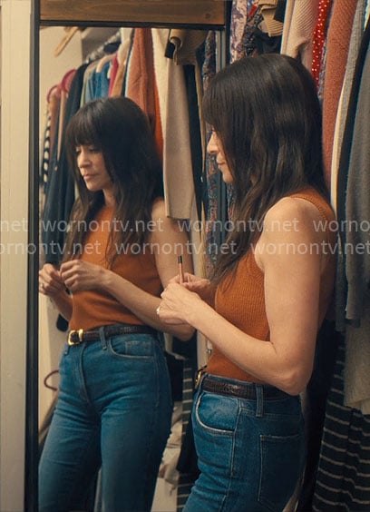 Esther’s orange ribbed tank top on Nobody Wants This