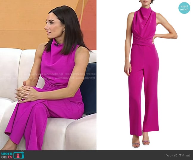 Et Ochs Sienna Draped Jumpsuit in Fuschia worn by Laura Benanti on Today