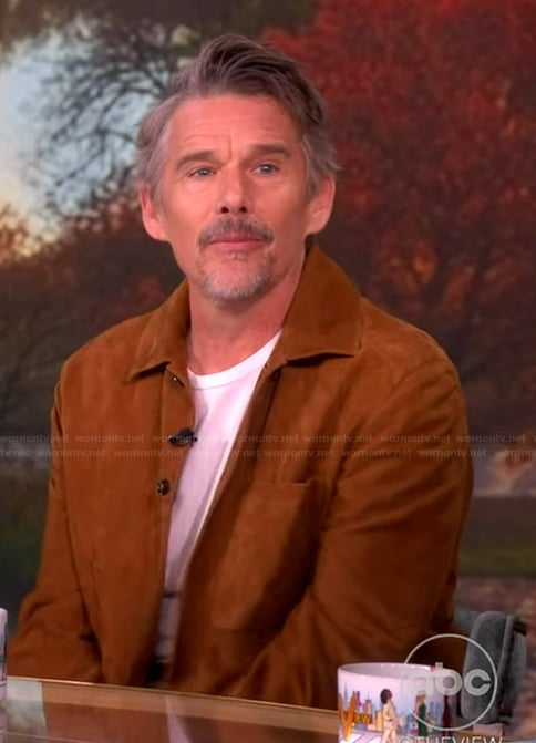Ethan Hawke’s brown suede jacket on The View