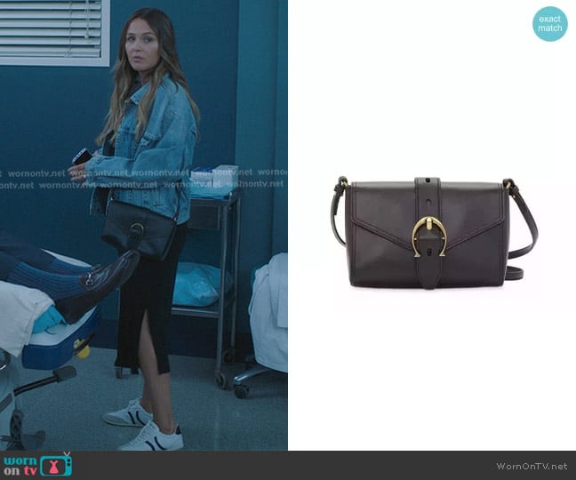 Etienne Aigner Sequoia Leather Crossbody Bag in Black worn by Jo Wilson (Camilla Luddington) on Greys Anatomy