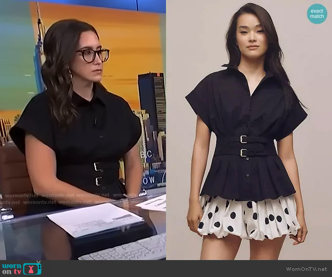 Exquise he Tobie Pleated Blouse Double-Buckle Edition worn by Savannah Sellers on NBC News Daily