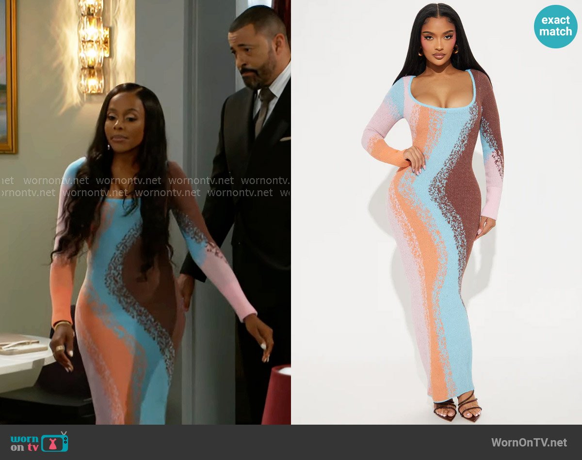 Fashion Nova Dani Fuzzy Sweater Maxi Dress worn by Hayley Lawson (Marquita Goings) on Beyond the Gates