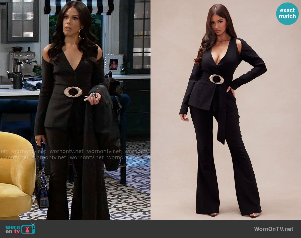 Fashion Nova Julia Belted Pant Suit Set  worn by Dani Dupree (Karla Mosley) on Beyond the Gates