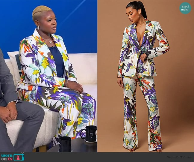Fashion Nova Liliana Floral Blazer Suit Set worn by Carrington Garvin on Tamron Hall Show