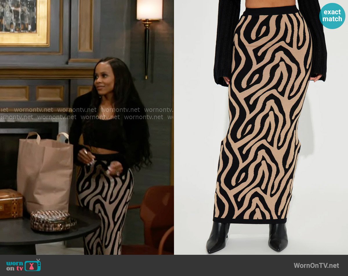 Fashion Nova Shelby Sweater Knit Maxi Skirt worn by Hayley Lawson (Marquita Goings) on Beyond the Gates