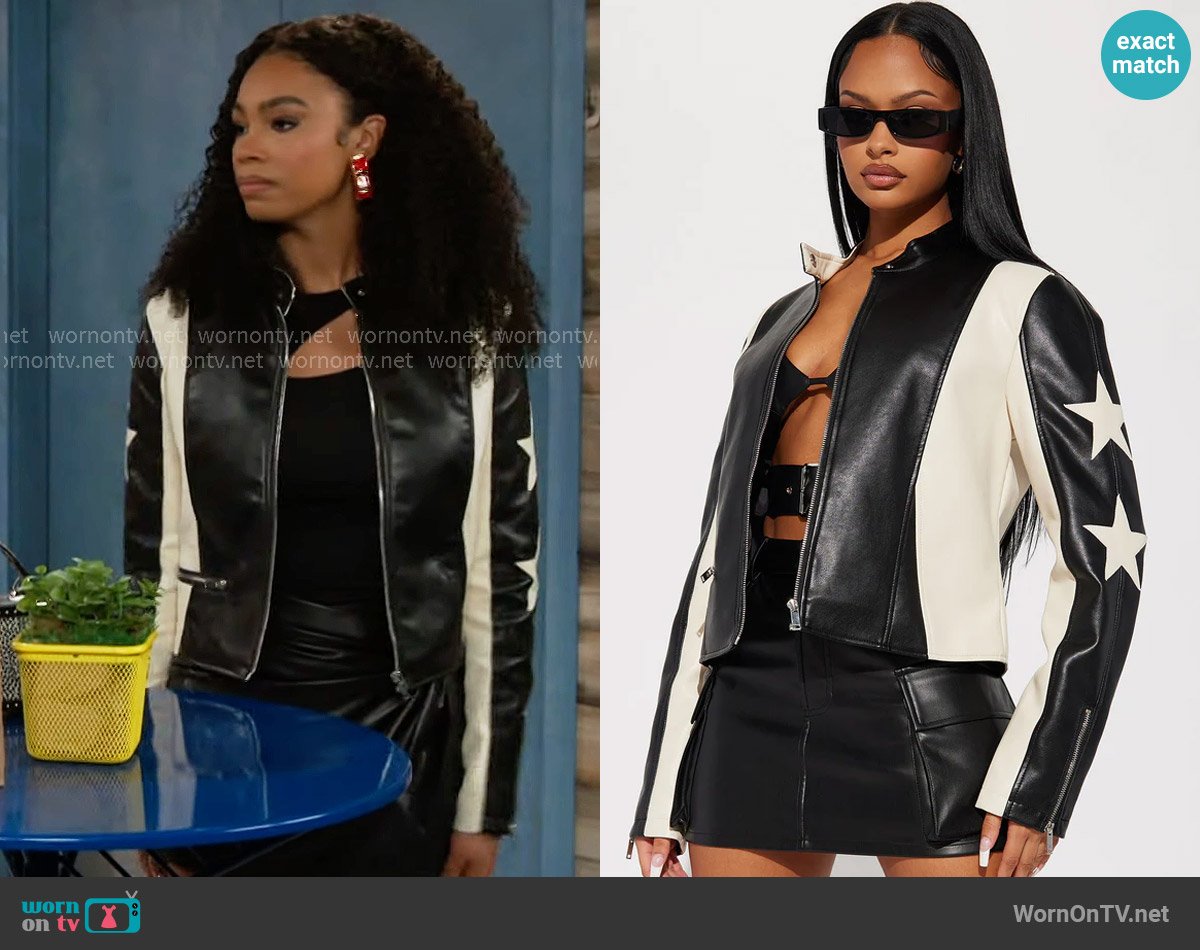 Fashion Nova Superstar Faux Leather Jacket worn by Chelsea Hamilton (RhonniRose Mantilla) on Beyond the Gates