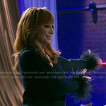 Reba’s navy feather cuff sweater on The Voice