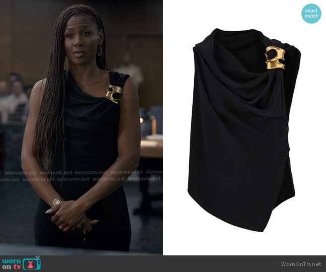 Ferragamo Asymmetrisches Oberteil in Black worn by Jax Stewart (Emayatzy Corinealdi) on Reasonable Doubt