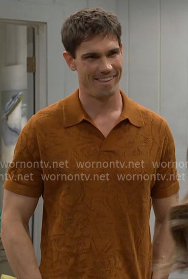 Finn's orange textured polo shirt on The Bold and the Beautiful