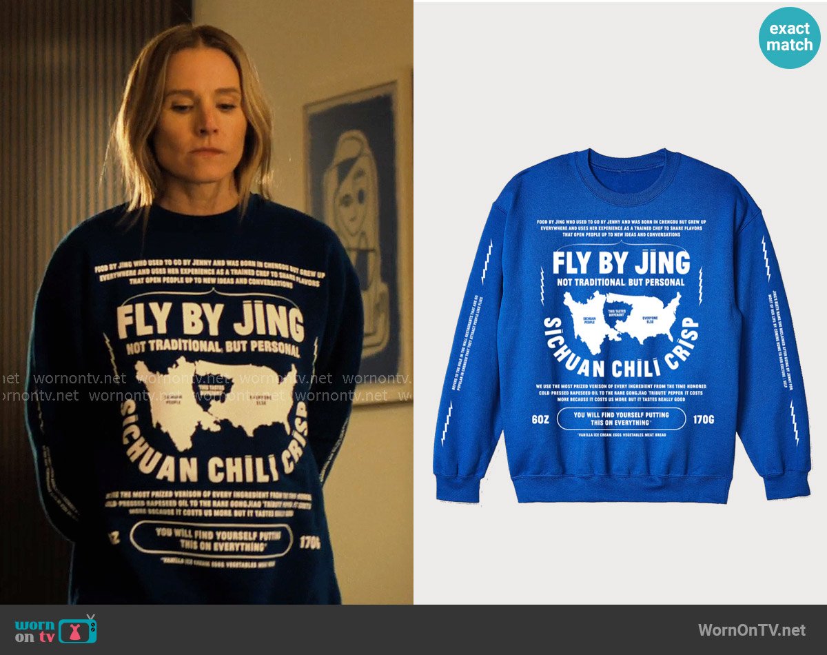 Fly By Jing Blue Sweatshirt worn by Joanne (Kristen Bell) on Nobody Wants This