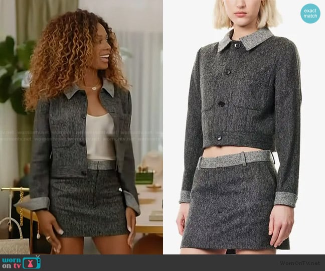 Frame Tweed wool-blend jacket worn by Zuri Hall on Access Hollywood