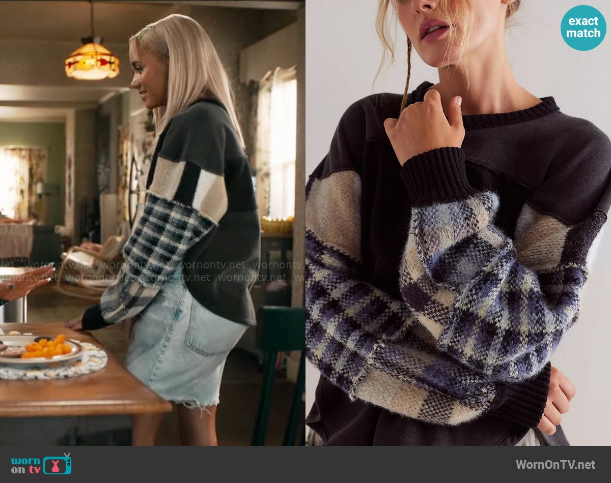 Free People Easy On Me Pullover in Washed Black Combo worn by Ava (Amirah J) on High Potential