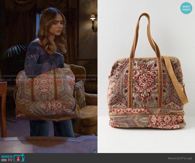 Free People Magic Carpet Weekender Bag in Moroccan Tile worn by Holly Jonas (Ashley Puzemis) on Days of our Lives