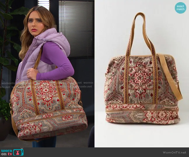 Free People Magic Carpet Weekender Bag in Moroccan Tile worn by Holly Jonas (Ashley Puzemis) on Days of our Lives