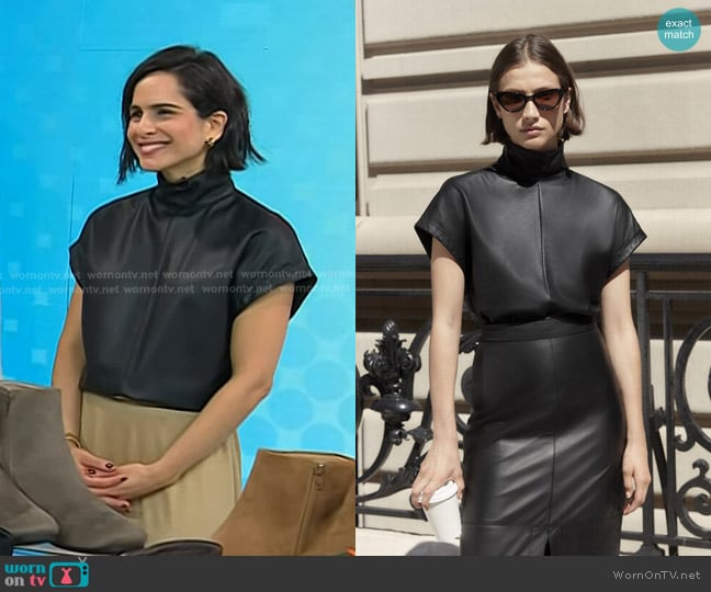 G. Label Evelyn Leather Top worn by Bahar Takhtehchian on Today