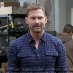 Gabe’s blue textured check shirt on Shifting Gears