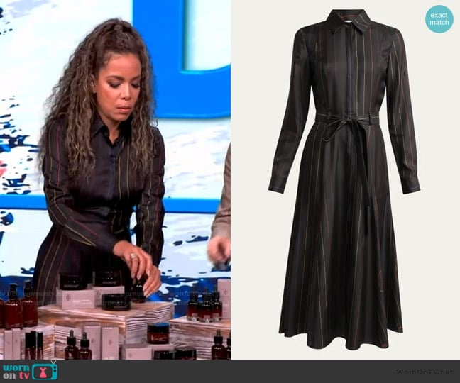 Sunny’s black striped shirtdress on The View Sunny’s black striped shirtdress on The View