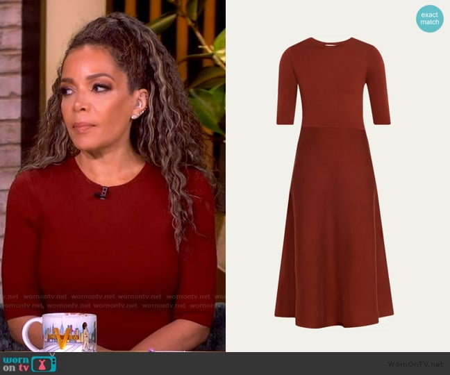Gabriela Hearst Seymore Wool-Cashmere Short-Sleeve Midi Dress worn by Sunny Hostin on The View