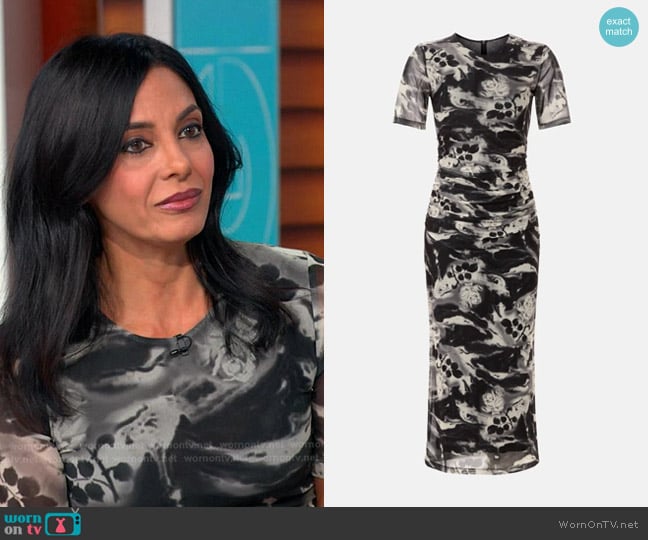 Ganni Gathered Mesh Dress worn by Dr. Tara Narula on Good Morning America