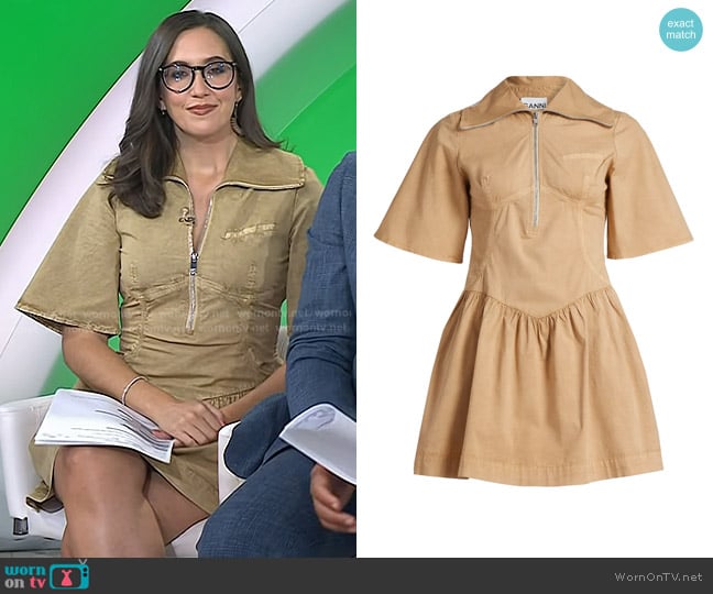Ganni Washed Stretch-Cotton Mini-Shirtdress in Lark worn by Savannah Sellers on Today
