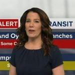 Heather’s navy gathered dress on Good Morning America