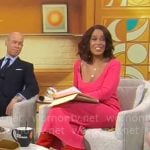 Gayle King’s pink scoop neck rib knit dress on CBS Mornings