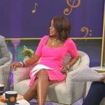 Gayle King’s pink square-neck dress on CBS Mornings