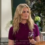 Gemma’s purple knit polo top on The Neighborhood